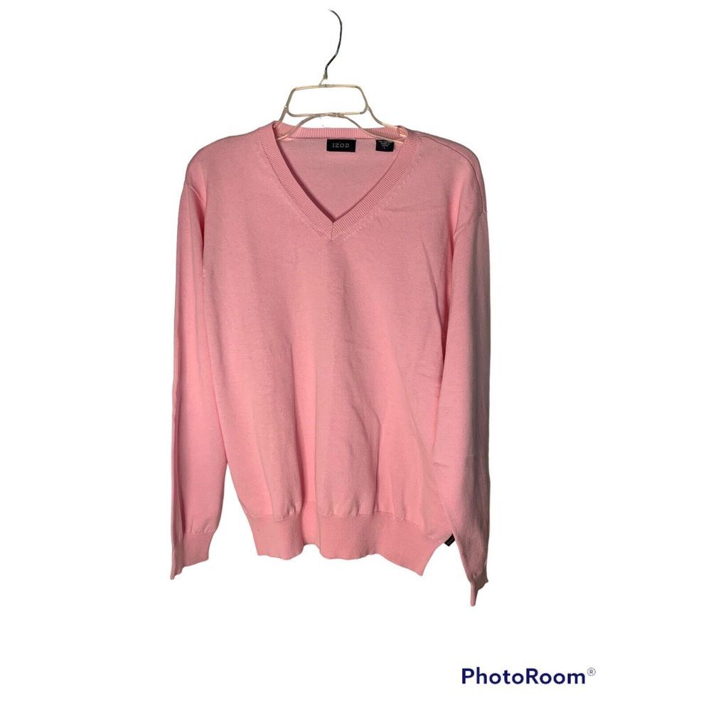 IZOD Men's Long Sleeve Pullover Pink Sz L Sweater